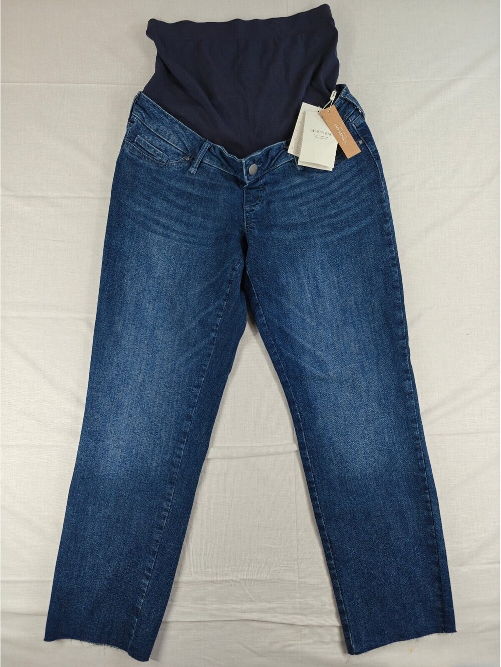 Seraphine Organic Maternity Jeans Women’s US 6 Blue Straight Leg Over Bump NWT